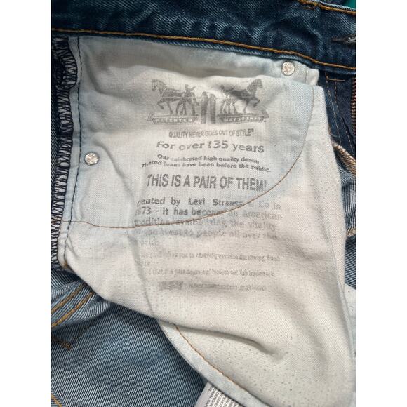 Levi's 505 Jeans Dark Wash Mens 32x32 Classic Fit Straight Cut - Picture 6 of 8